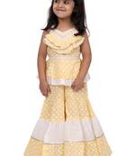 cotton sleeveless elephant printed top with sharara - yellow & white