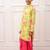 fullsleeves floral printed kurta with  dhoti - lemon & pink