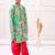 fullsleeves floral printed kurta with dhoti - seagreen & pink