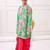 fullsleeves floral printed kurta with dhoti - seagreen & pink