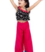 rayon sleeveless zebra printed top with palazzo - black & coral