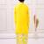 cotton fullsleeves emblished kurta with dhoti - yellow & white