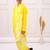 cotton fullsleeves emblished kurta with dhoti - yellow & white