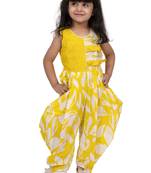 cotton sleeveless embellished jumpsuit - yellow & white