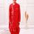 cotton fullsleeves all over printed kurta with dhoti - red 