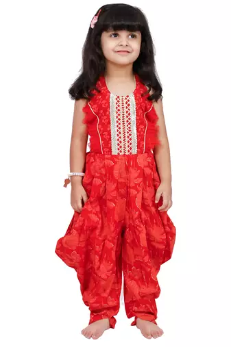 cotton sleeveless embellished jumpsuit - red