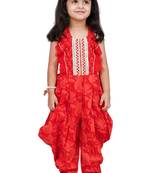 cotton sleeveless embellished jumpsuit - red