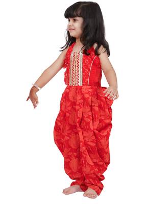 cotton sleeveless embellished jumpsuit - red 3