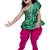 sleeveless embellished top with dhoti -green & pink