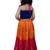 sleeveless embroidered top with crushed lehenga -blue & orange