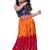 sleeveless embroidered top with crushed lehenga -blue & orange