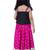 sleeveless embroidered top with lehenga -black & pink
