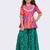 cotton 3/4sleeves leheriya printed top with sharara - pink & green