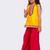 sleeveless embellished top with palazzo -yellow & pink