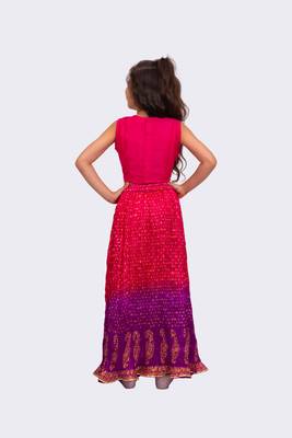 sleeveless embroidered top with lehenga -pink & purple 2
