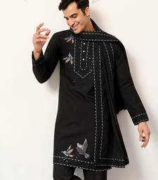 Black viscose silk thread with sequence embroidered work kurta & dupatta