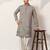 Grey viscose silk thread with sequence embroidered work kurta only