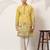 Yellow viscose silk thread with sequence embroidered work kurta only