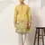Yellow viscose silk thread with sequence embroidered work kurta only