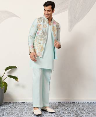 PISTA GREEN SATIN SILK THEAD WITH SEQUINS EMBROIDERED WORK WEDDING FUNCTION FESTIVAL PARTY WEAR STRAIGHT KURTA PANT KOTI 9