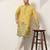 Yellow viscose silk thread with sequence embroidered work kurta only