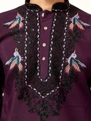 Purple viscose silk thread with sequence embroidered work kurta & dupatta 5
