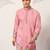 Pink viscose silk thread with sequence embroidered work kurta only