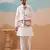 White silk multi thread with embroidered work kurta jacket & bottom