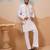 White silk multi thread with embroidered work kurta jacket & bottom