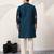 Teal viscose silk thread with sequence embroidered work kurta only