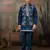 Teal viscose silk multi thread with sequence embroidered work kurta jacket & bottom