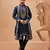 Teal blue viscose silk thread with sequence embroidered work kurta with dupatta