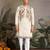 Beige viscose silk thread with sequence embroidered work kurta only