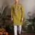 Fluorescent green viscose silk thread with sequence embroidered work kurta only