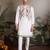 White viscose silk thread with sequence embroidered work kurta only