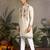 Beige viscose silk thread with sequence embroidered work kurta only