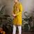 Yellow viscose silk thread with sequence embroidered work kurta only