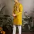 Yellow viscose silk thread with sequence embroidered work kurta only