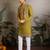 Fluorescent green viscose silk thread with sequence embroidered work kurta only
