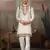 Cream pure cotton real mirror with multi thread work kurta only