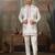 White viscose silk multi thread with sequence embroidered work kurta jacket & bottom