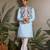 Sky blue viscose silk thread with sequence embroidered work kurta only
