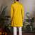 Yellow viscose silk thread with sequence embroidered work kurta only
