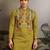 Fluorescent green viscose silk thread with sequence embroidered work kurta only