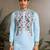 Sky blue viscose silk thread with sequence embroidered work kurta only