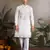White viscose silk real mirror with thread & sequence embroidered work kurta only