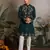 Green viscose silk real mirror with thread & sequence embroidered work kurta only