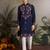 Navy blue viscose silk real mirror with thread & sequence embroidered work kurta only