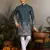 Green viscose silk thread with sequence embroidered work kurta only