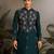 Green viscose silk real mirror with thread & sequence embroidered work kurta only